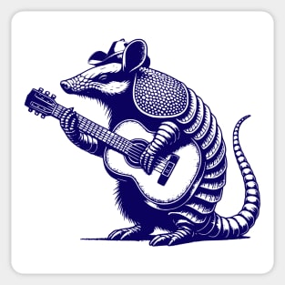 Vintage Cowboy Armadillo Playing Guitar, Meowdy Y'All Sticker